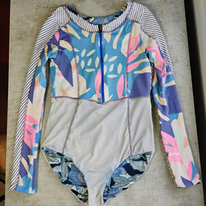 Maaji Triton Rash Guard One Piece Long Sleeve Swimsuit Reversible‎ Size Small